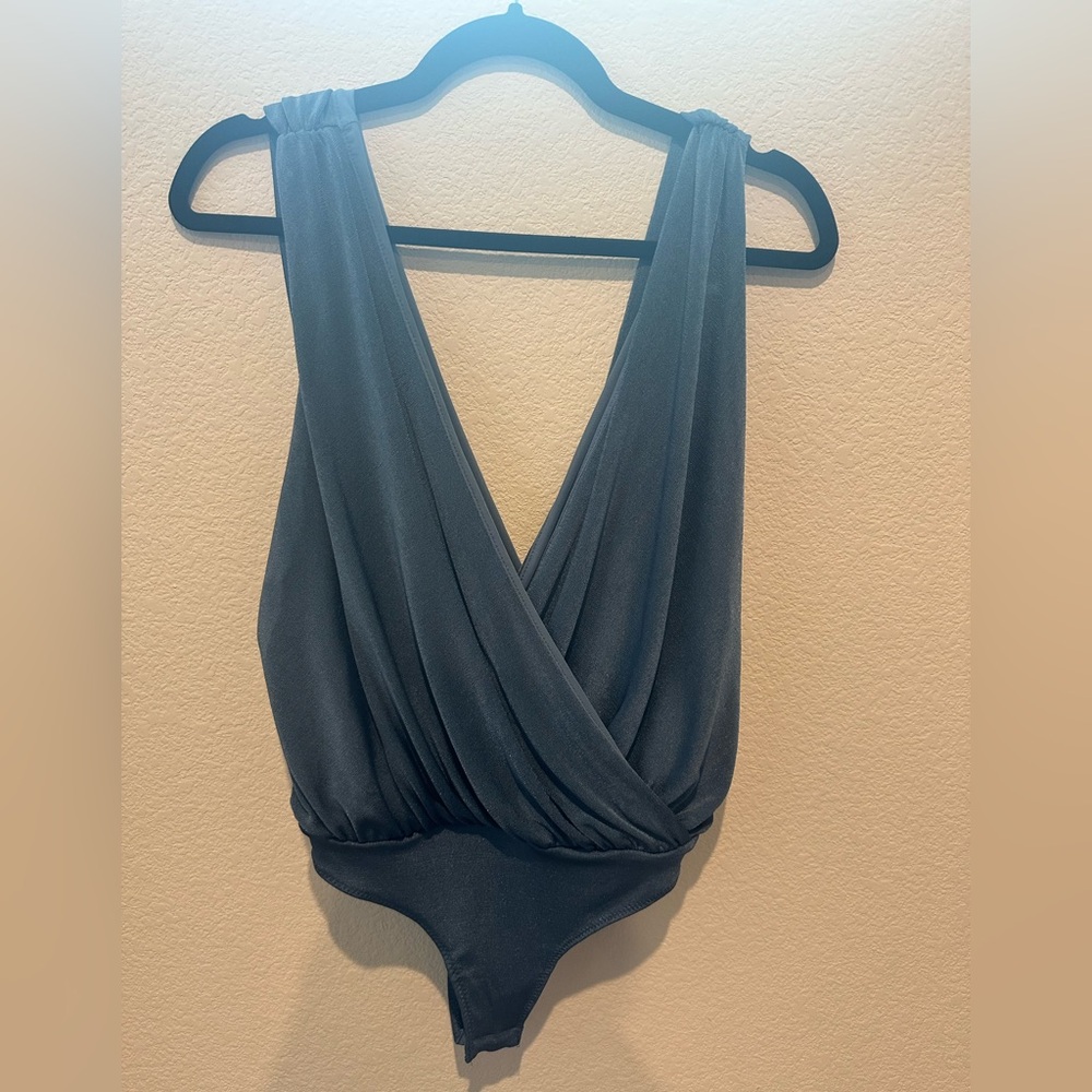 Elegant Black Draped Bodysuit